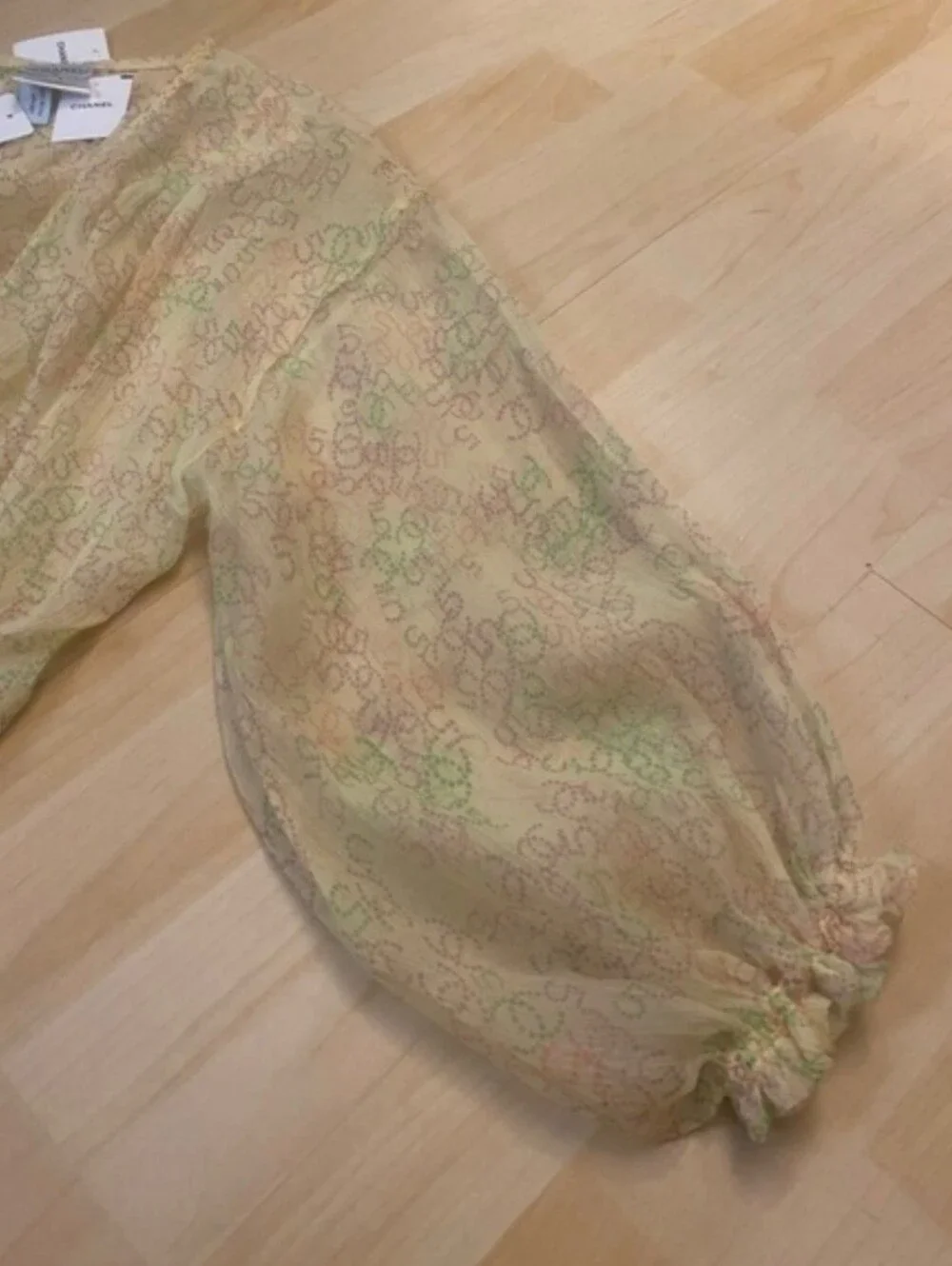 NWT Chanel Sheer Tie-Front Top -Yellow